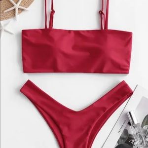 Red two piece bikini set